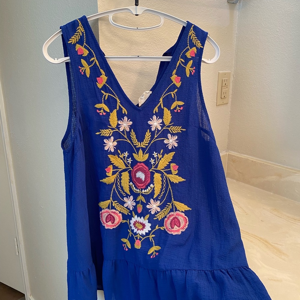 Blue embroidered top